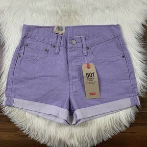 Levi’s Size 26 NWT Lilac LightPurple 501 MidRise Denim Shorts